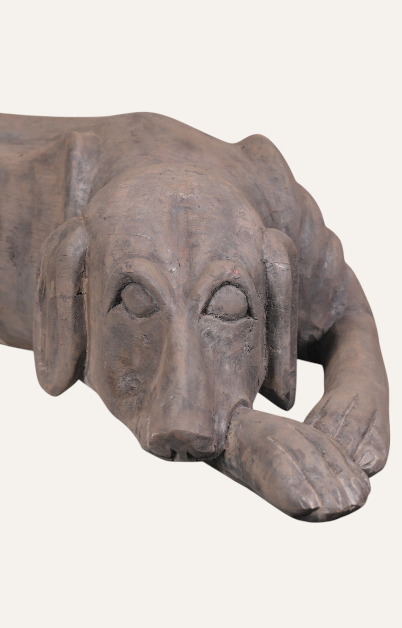 Sleeping Dog Figurine in Teak Wood