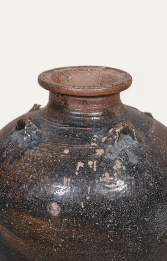 Black and Gold Rustic Ceramic Vase