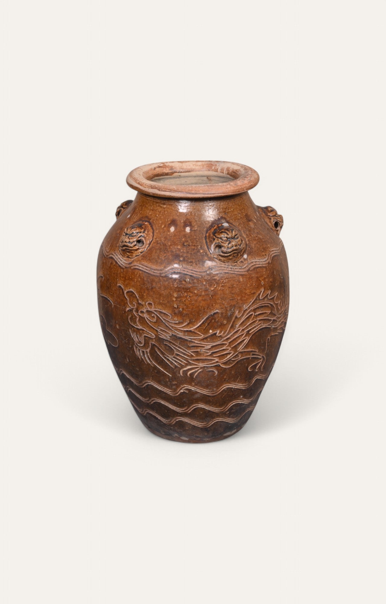 Brown Vintage Chinese Large Ceramic Vase