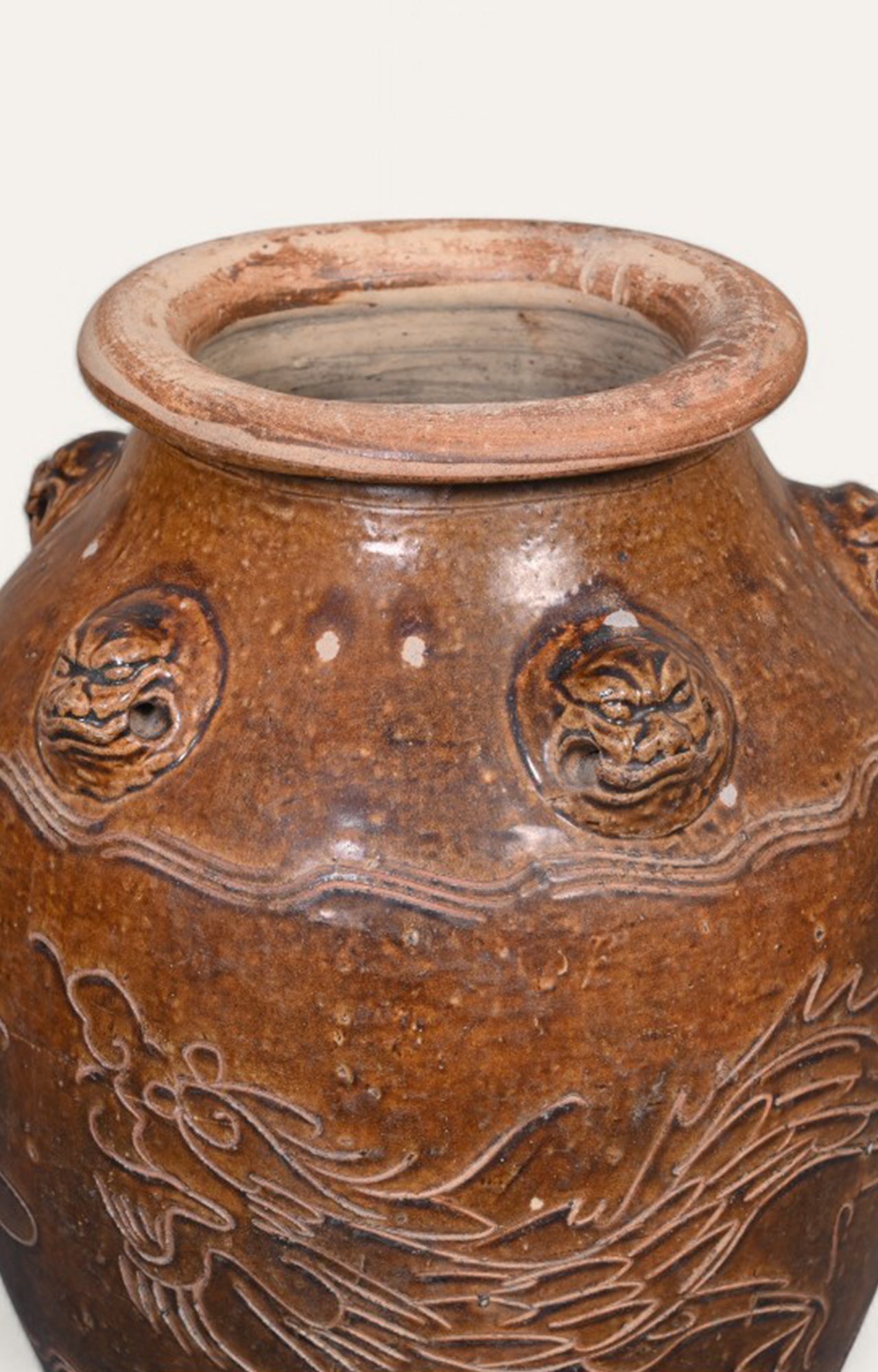 Brown Vintage Chinese Large Ceramic Vase