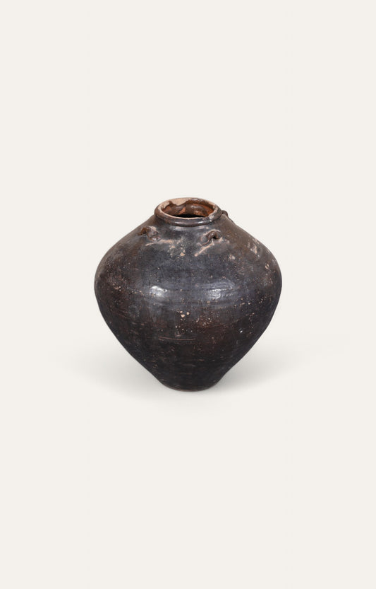 Black Earthenware Clay Pot