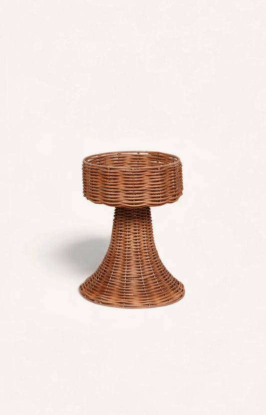 Cane Weave Candle Stand Big