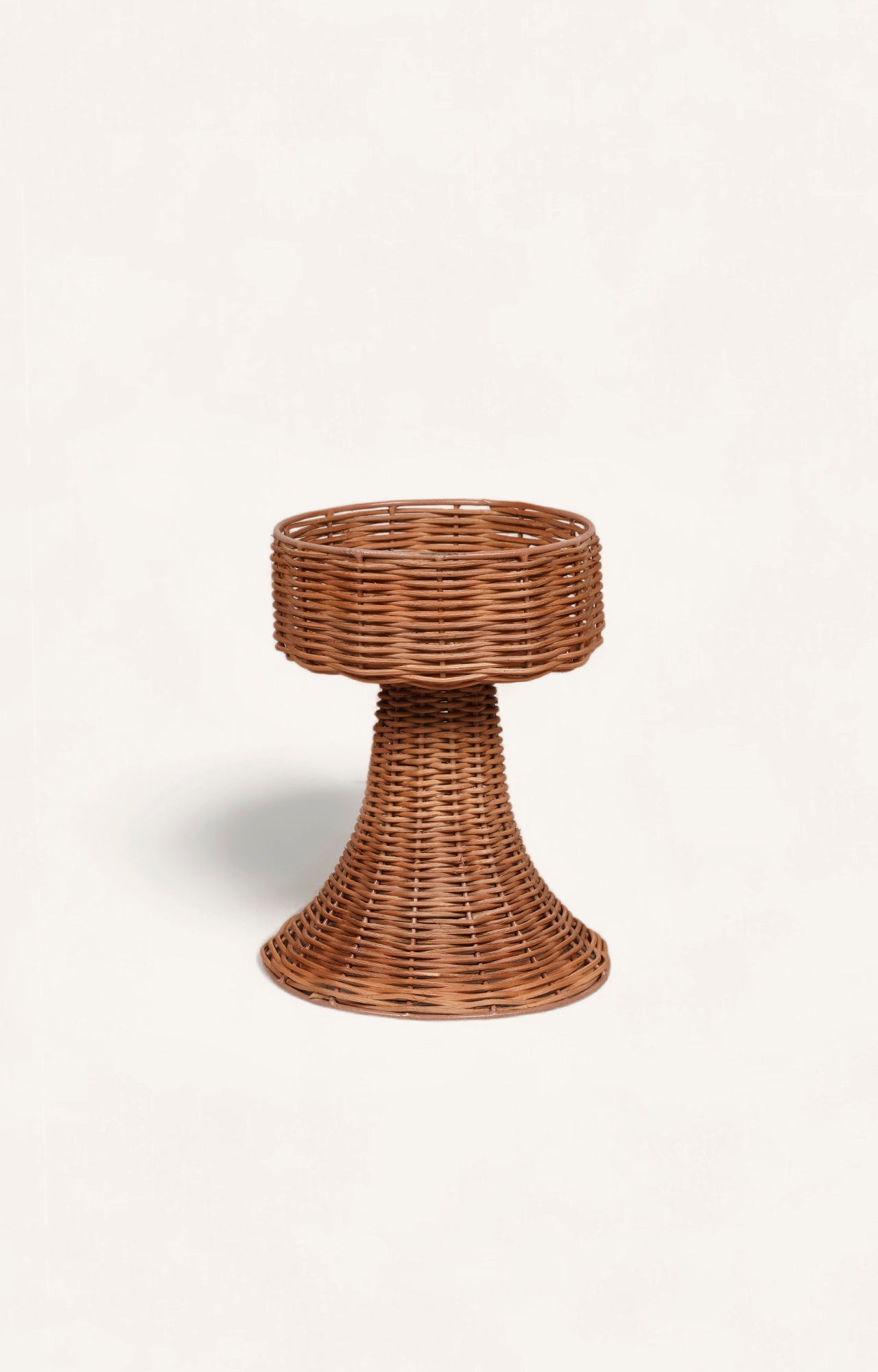 Cane Weave Candle Stand - Small