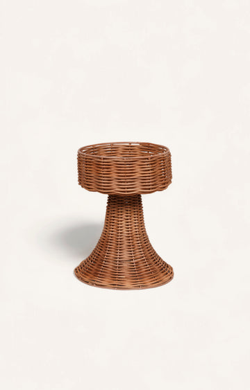Cane Weave Candle Stand - Small