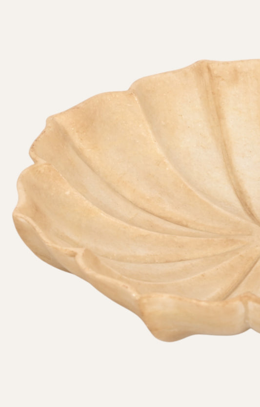 Fine Hand Carved Marble Floral Lotus Shaped Bowl