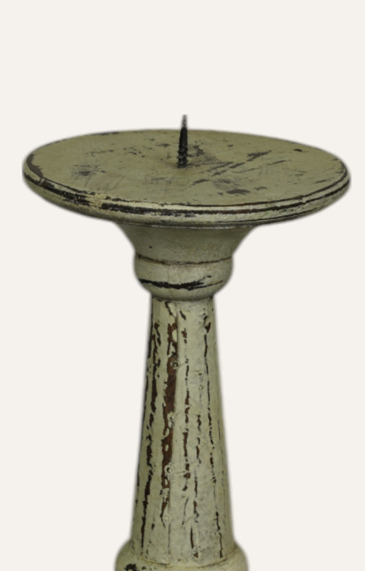 Ivory Natural Wood Finish Vintage Candle Stand