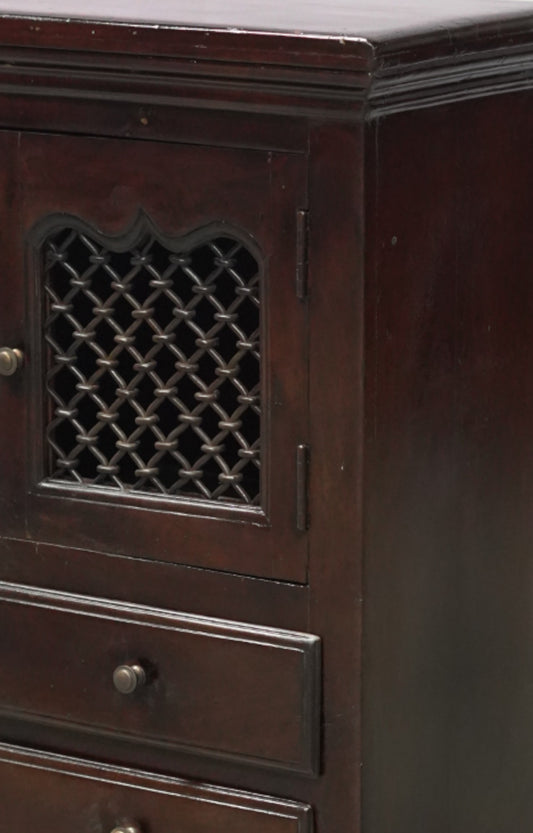 Lattice Wooden Side Cabinet