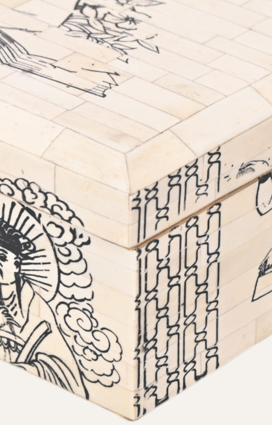 Three Kings Mango Wood and Bone Antique  Jewelry Box