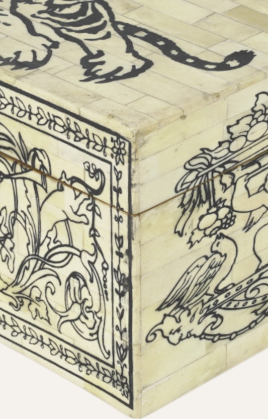 Korean Mango Wood and Bone Antique  Jewelry Box