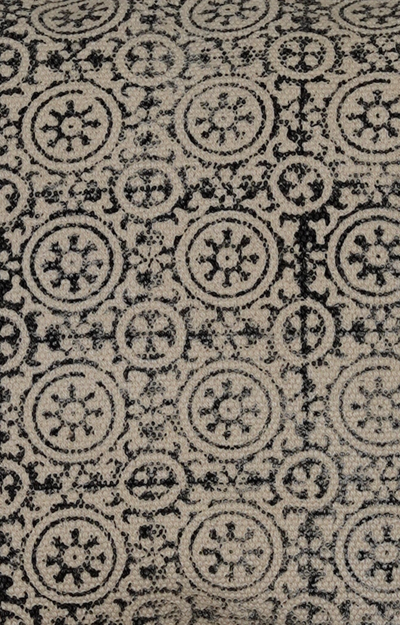 Black Hand-Made Cotton Printed Cushion