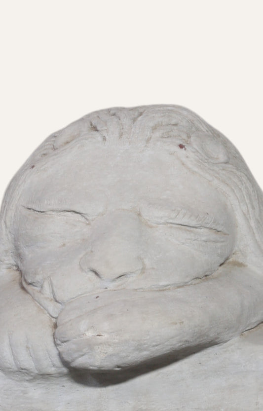 Set of 2 Sleeping Lion Sculpture