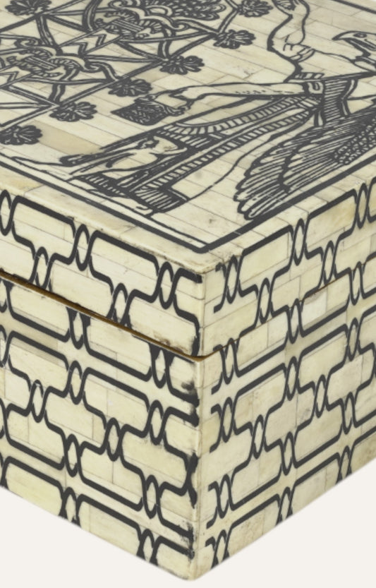 Egyptian Mango Wood and Bone Antique  Jewelry Box