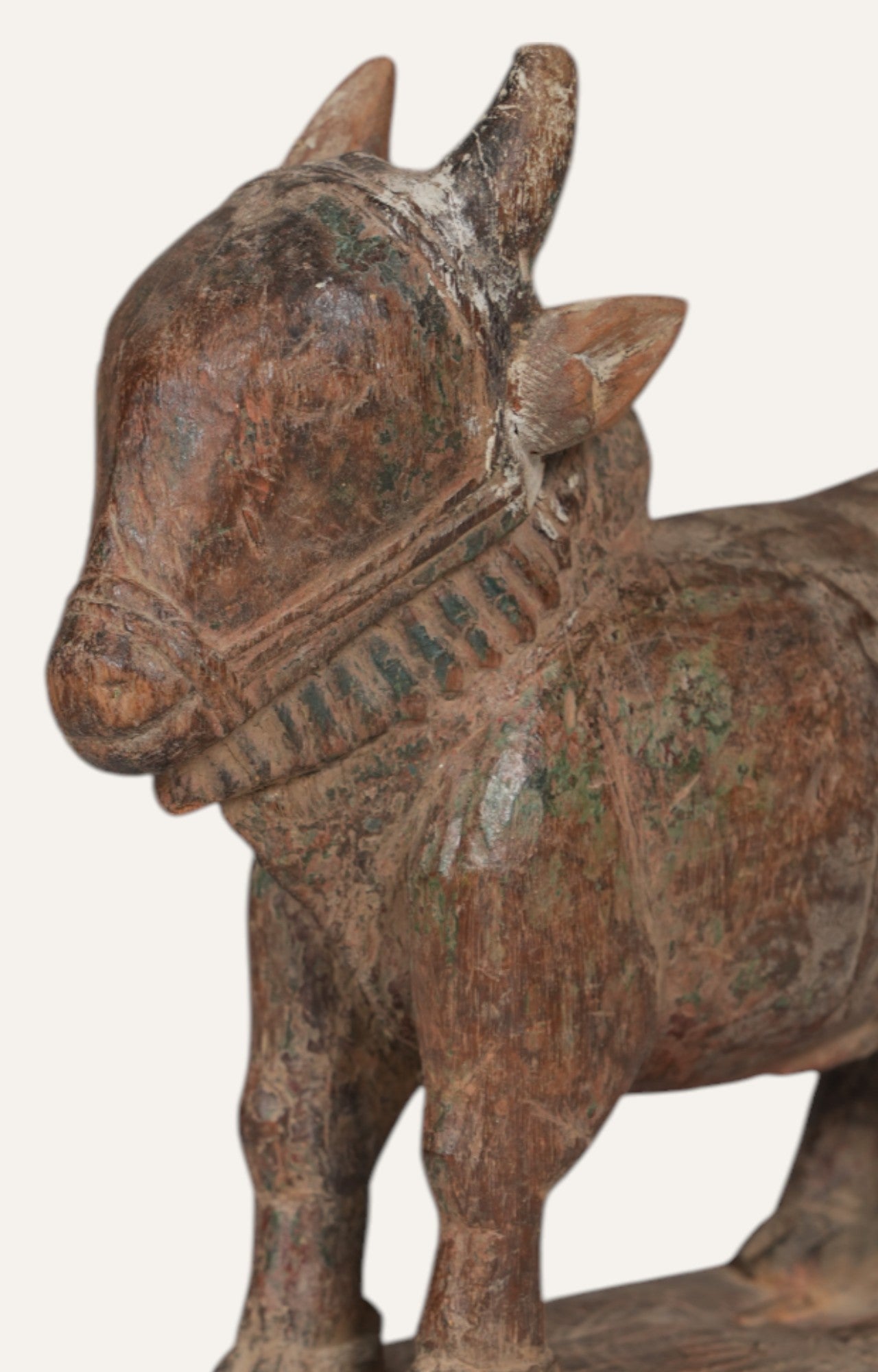 Hand-carved Nandi Figurine in Aged Teak