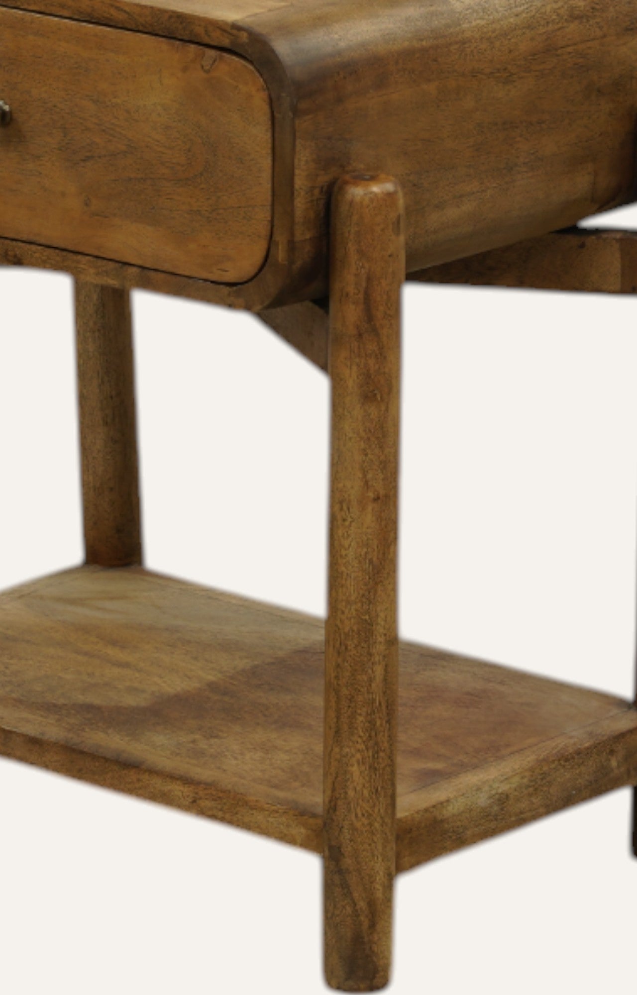 Curvy Oak Bedside Table with Drawer in Natural Finish