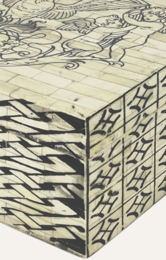 Cupid Mango Wood and Bone Antique  Jewelry Box