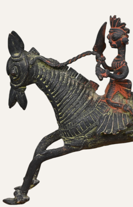 Man on Horse Vintage Brass Sculpture