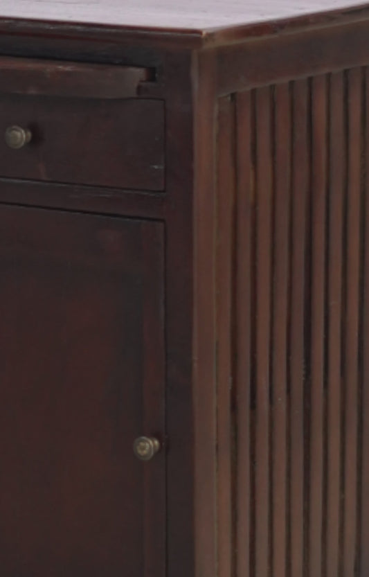 Anette Slatted Walnut Wooden Vintage Side Cabinet