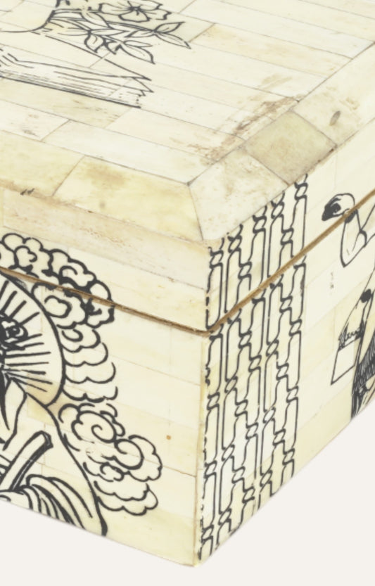 Three Kings Mango Wood and Bone Antique  Jewelry Box