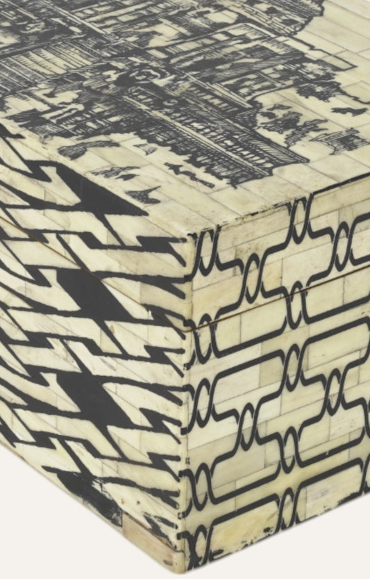 Indian Temple Mango Wood and Bone Antique  Jewelry Box