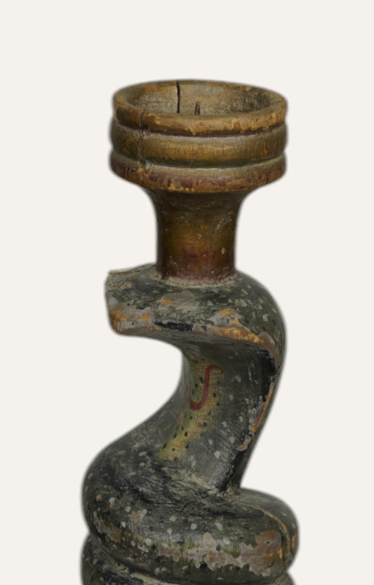 Mystic Wooden Spiral Vintage Candle Stand