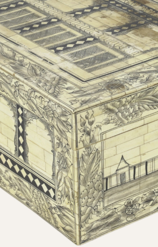 Mughal Mango Wood and Bone Antique  Jewelry Box