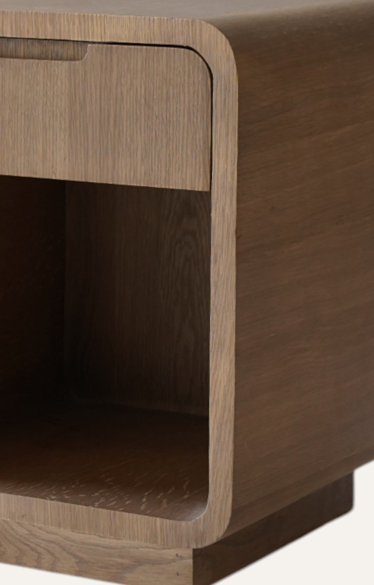 Oslo Curved Brown Wooden Bedside Table with One Drawer