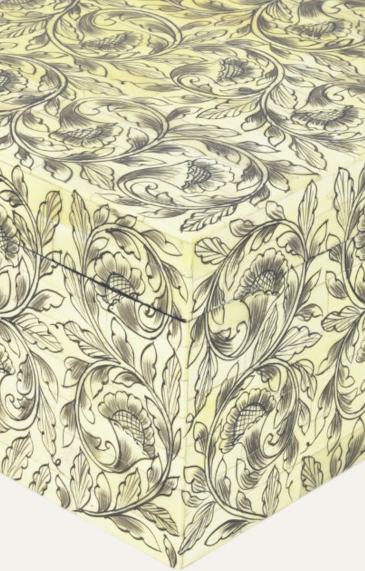 Floral Mango Wood and Bone Antique  Jewelry Box