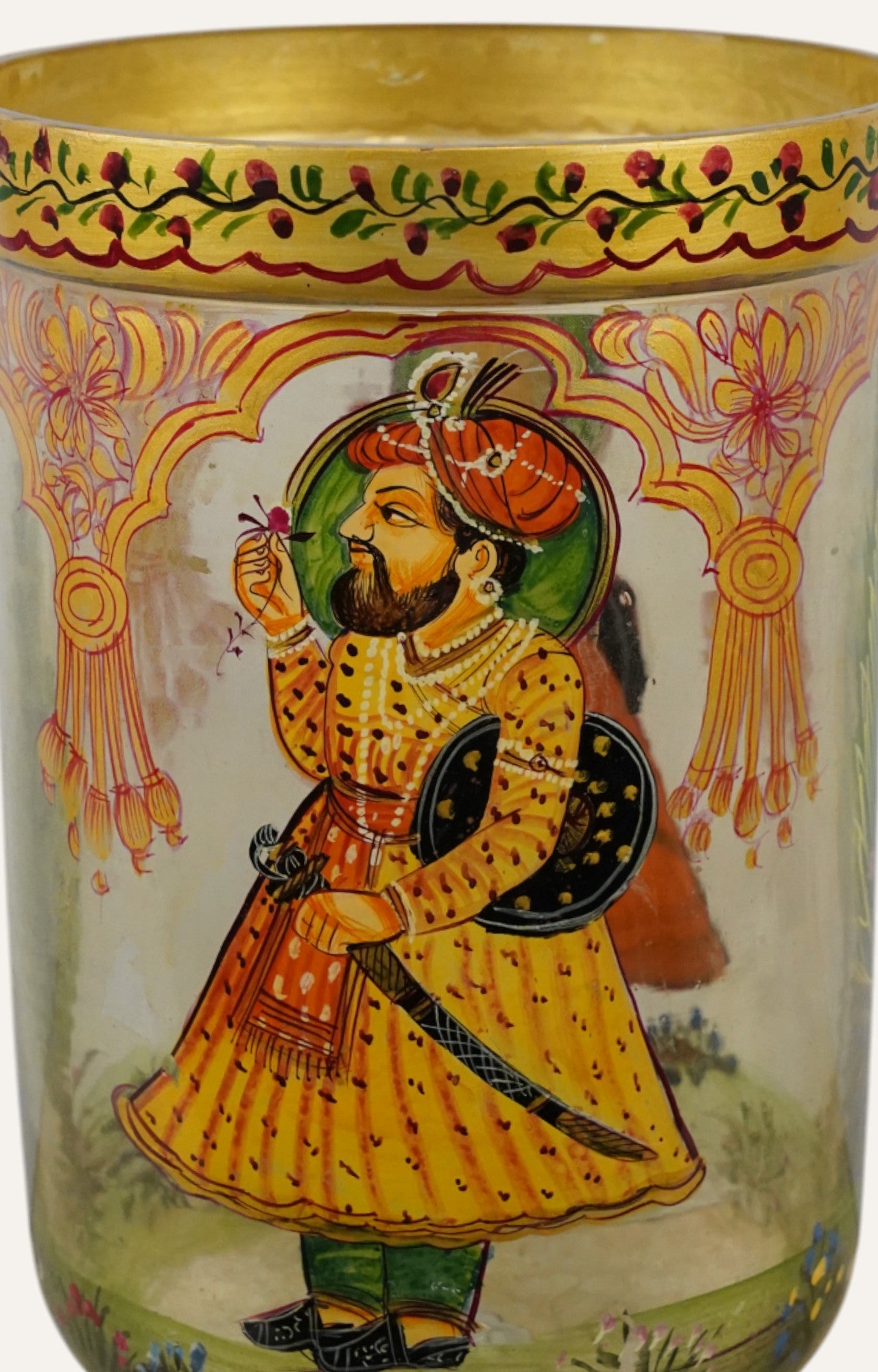 Hand-Painted Mughal Miniature Glass Vase