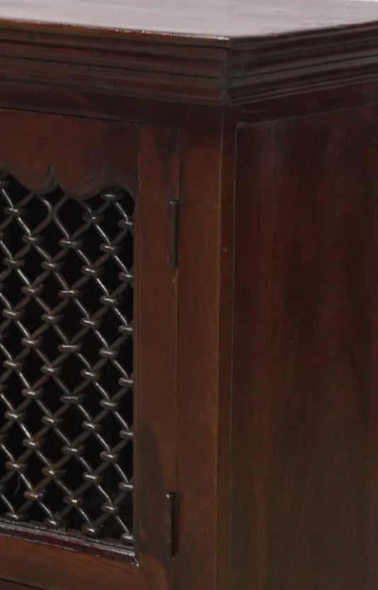 Lattice Tall Wooden Side Cabinet with Drawers