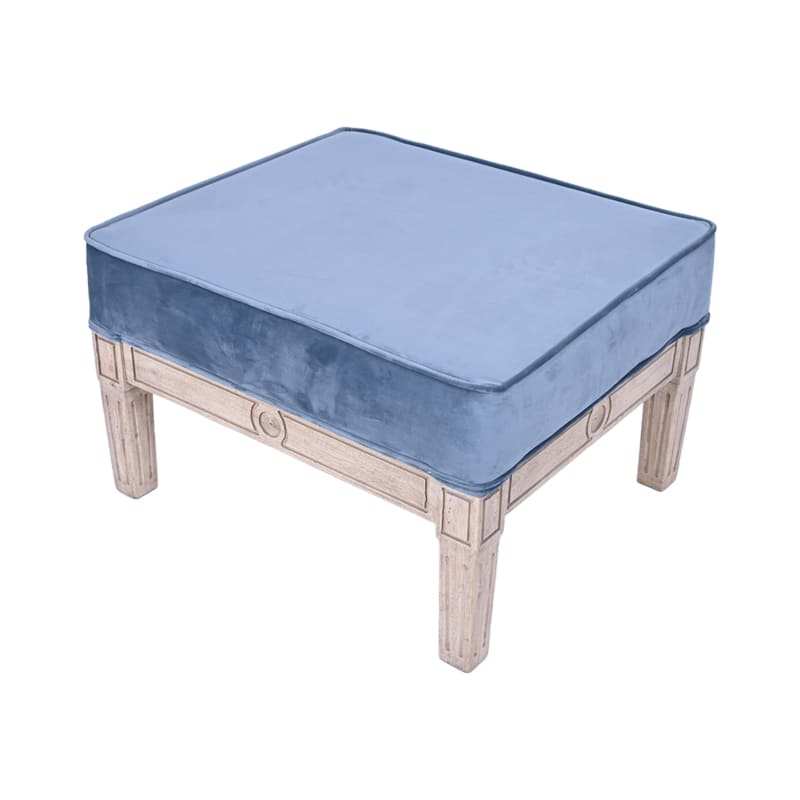 Blue Velvet Ottoman