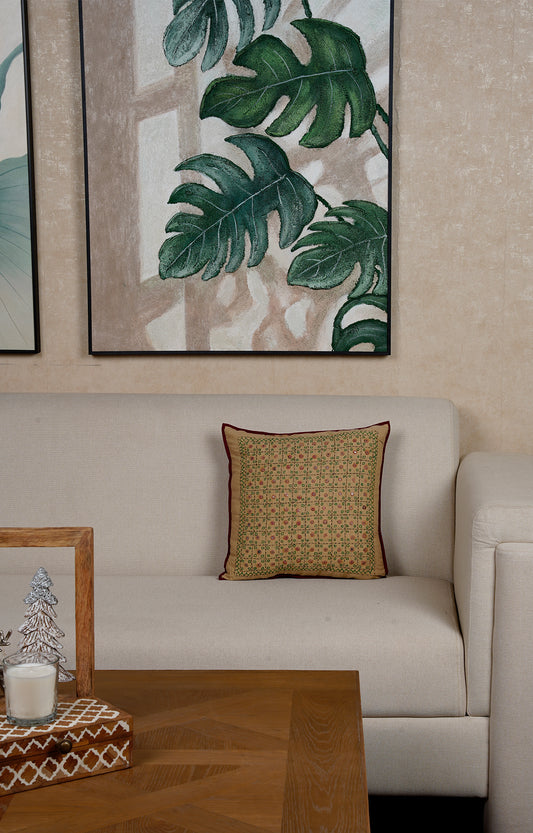 Indian minimal Embroidered Cushion