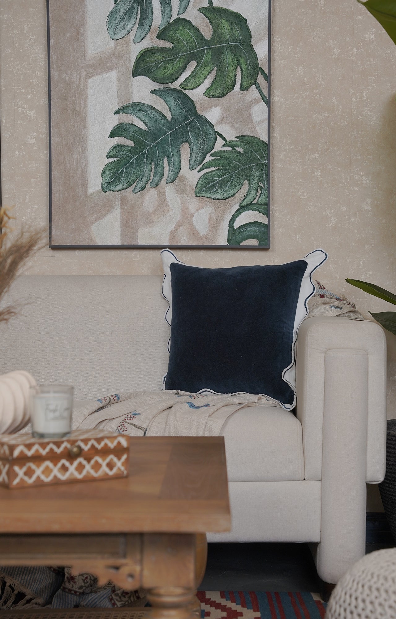 Midnight Velvet Frill Cushion Cover