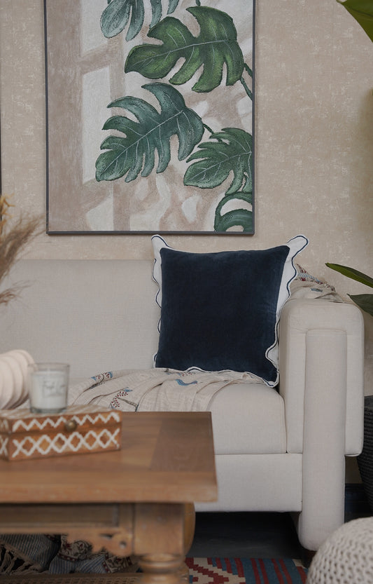 Midnight Velvet Frill Cushion Cover