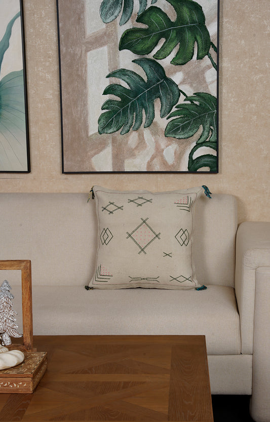 Hand-Embroidered Minimal Cushion