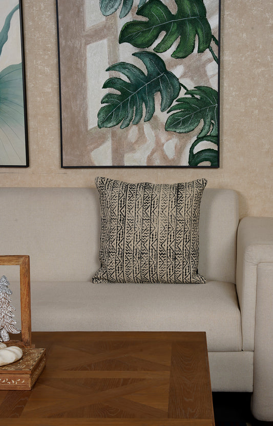 Intricate Patterned Black and White Cushion