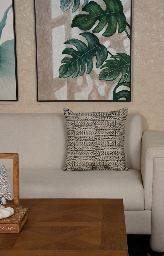 Intricate Patterned Black and White Cushion