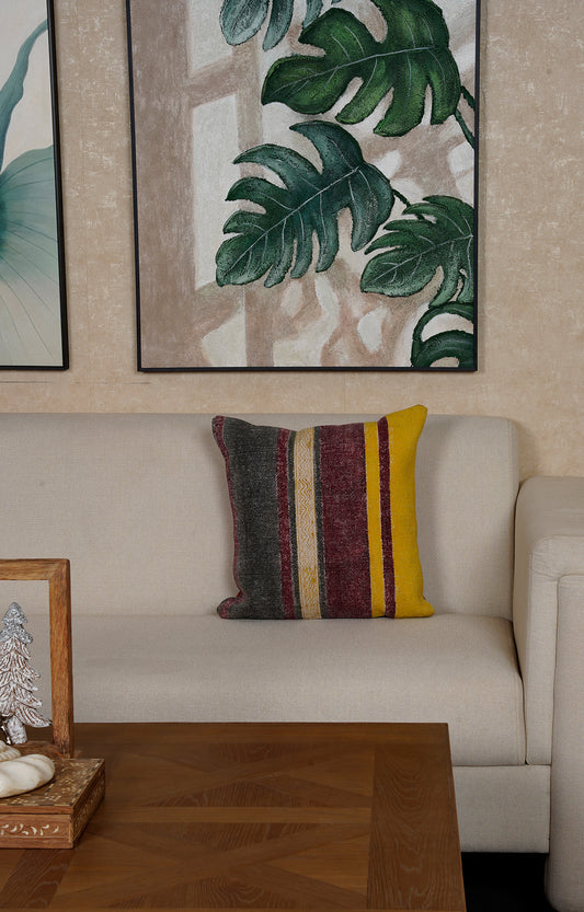 Multicolored Striped Printed Cushion