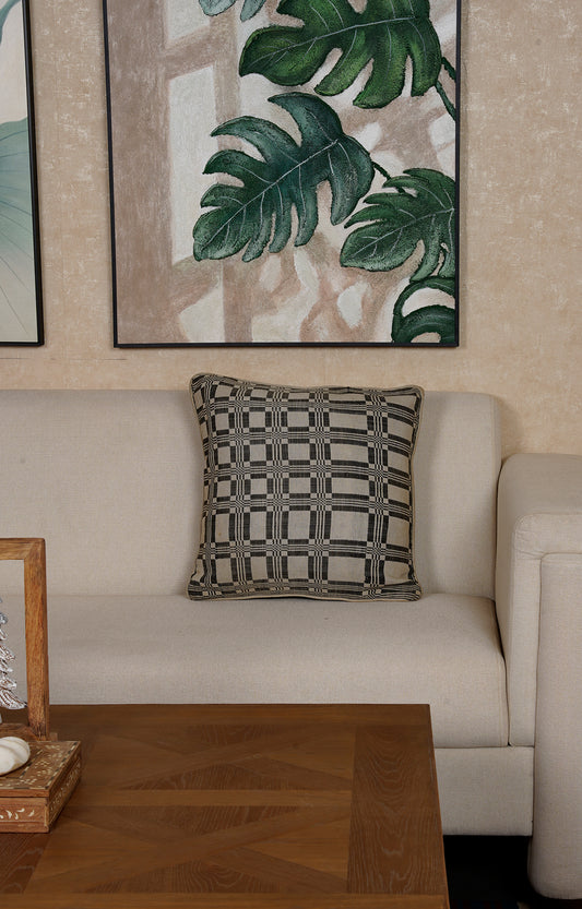 Black and White Geometric Patterned Printed Cushion