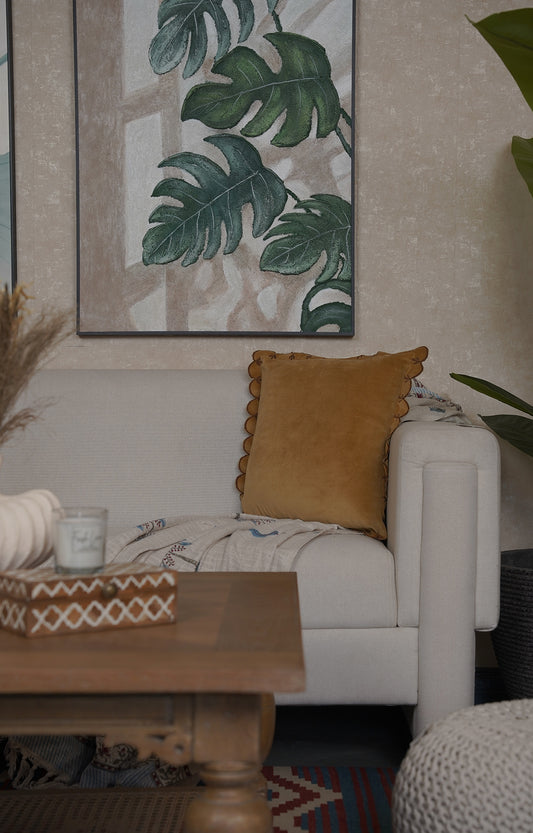 Ochre Velvet Scallop Cushion Cover