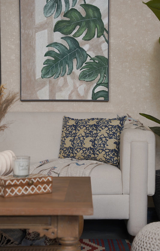 Antique Blue Jacobean Cushion Cover