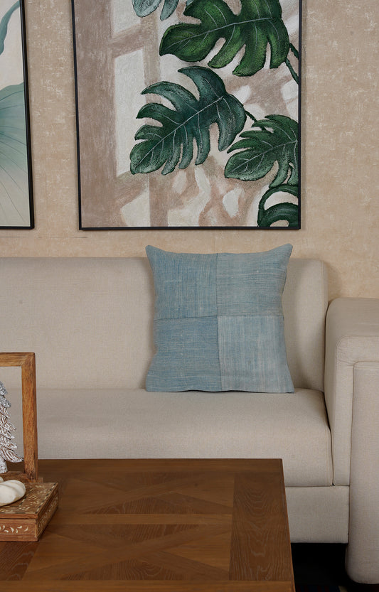 Blue Patchwork Cotton Cushion