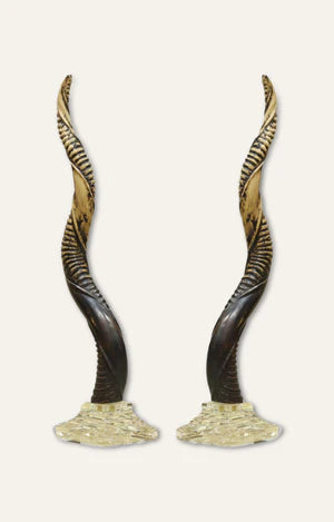 Faux Antler With Glass Base Set Of 2