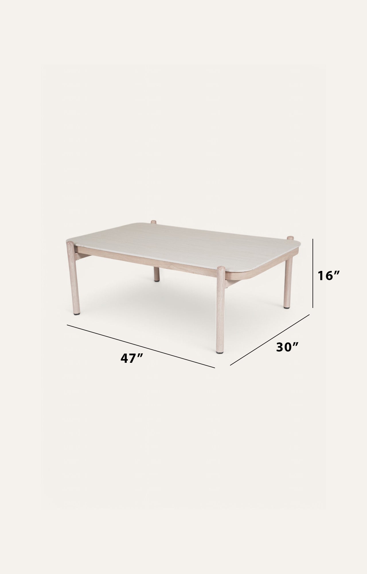 Sandy White and Natural Metal Outdoor Coffee Table