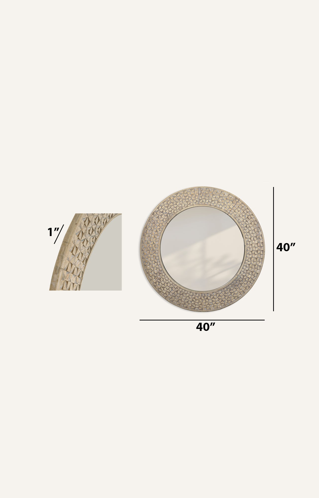 Wooden Decorative Round Large Mirror