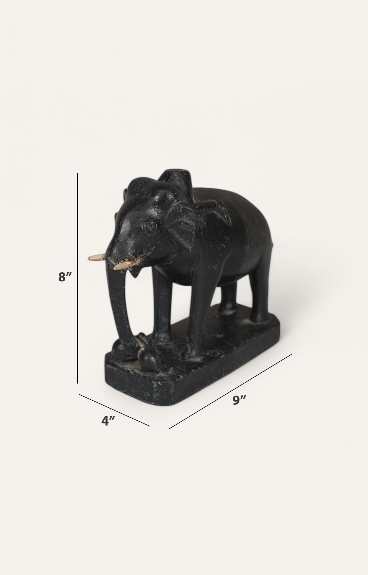 Black Stained Teak Elephant Figurine