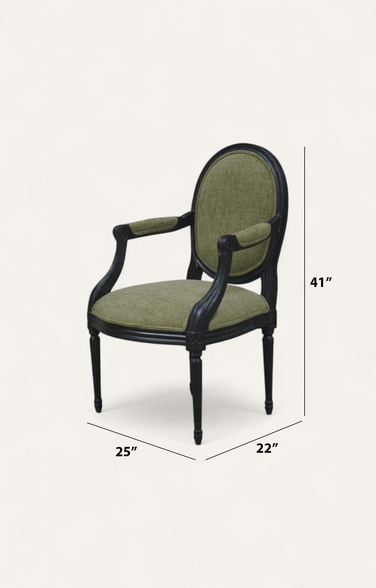 French Carved Velvet Armchair in Black