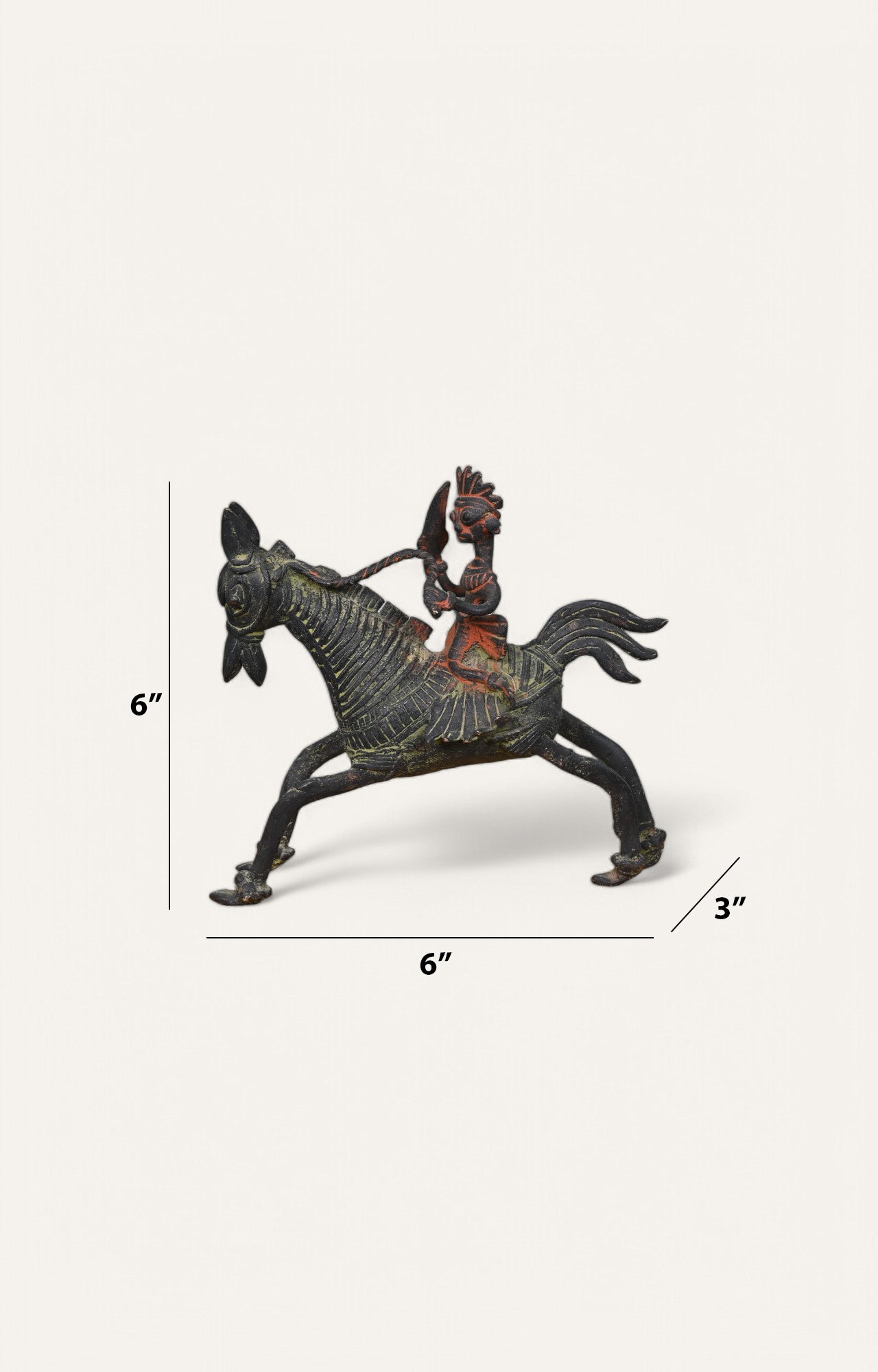 Man on Horse Vintage Brass Sculpture