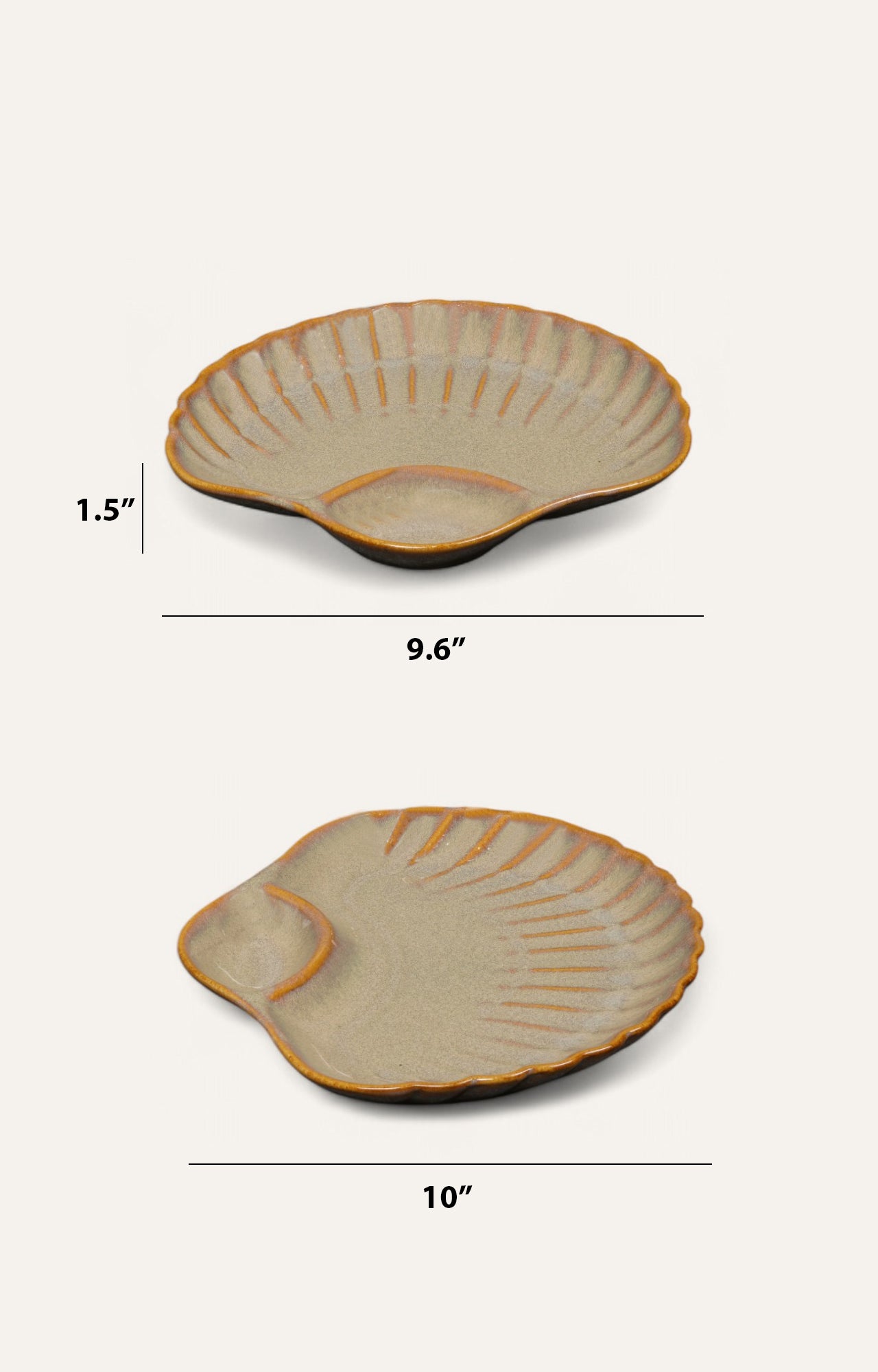 Ridged Shell Motif Ceramic Platter