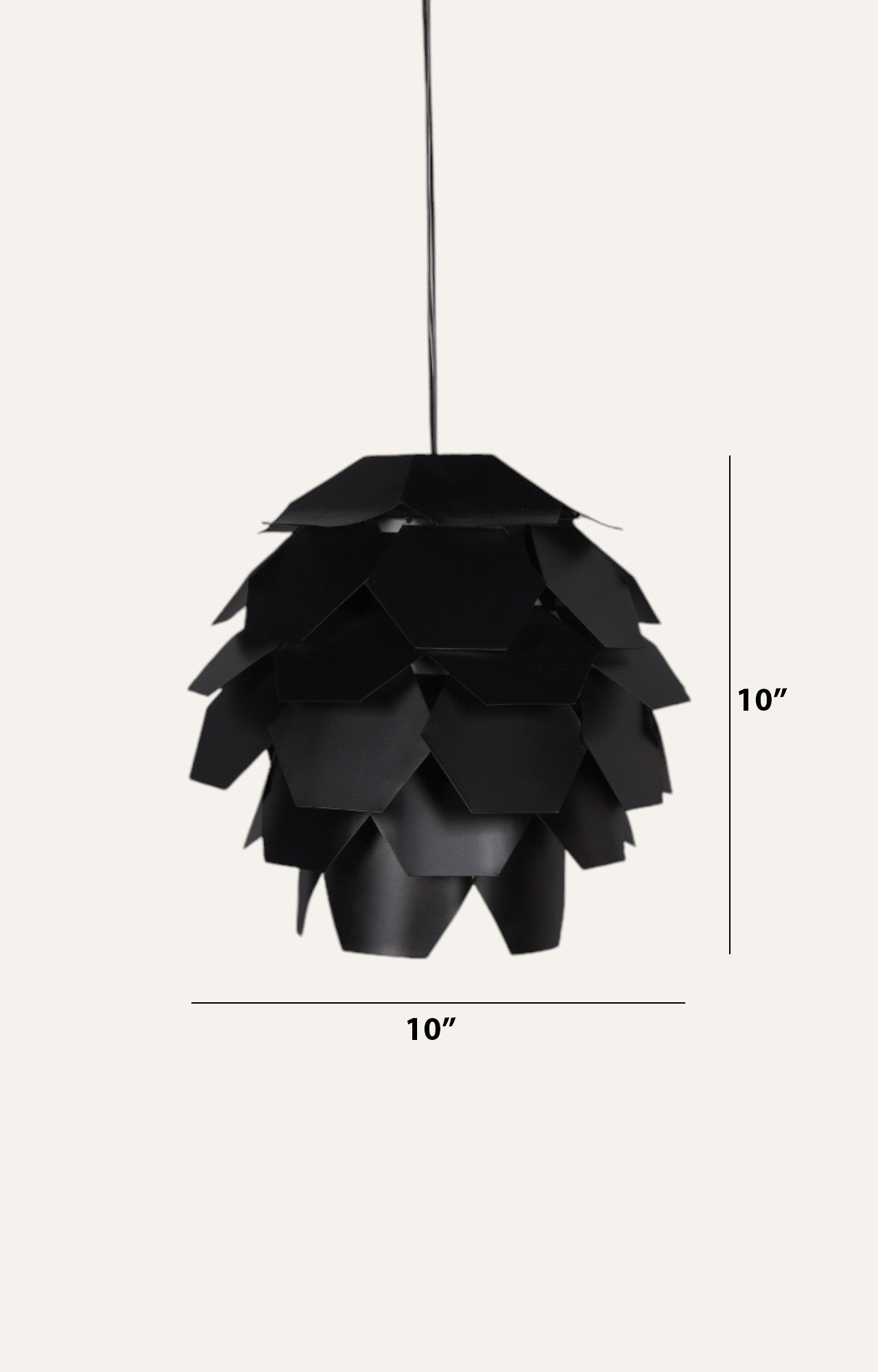 Sculptural Black Metal Artichoke Pendant Light