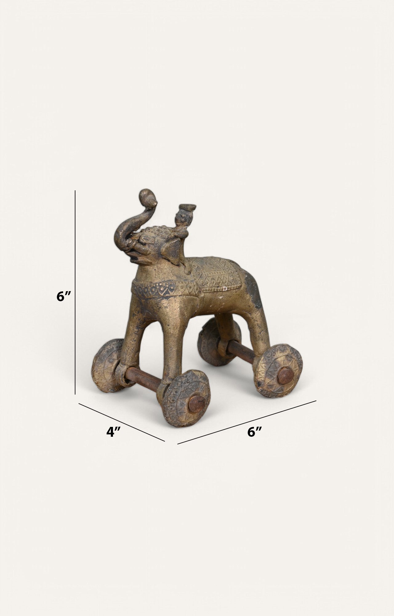 Elephant on Wheels Brass Figurine